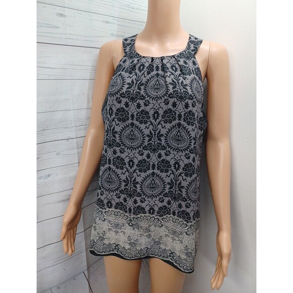 Violet + Claire Anthropologie Contrasting Print Sz L Sleeveless Blouse - Picture 1 of 9